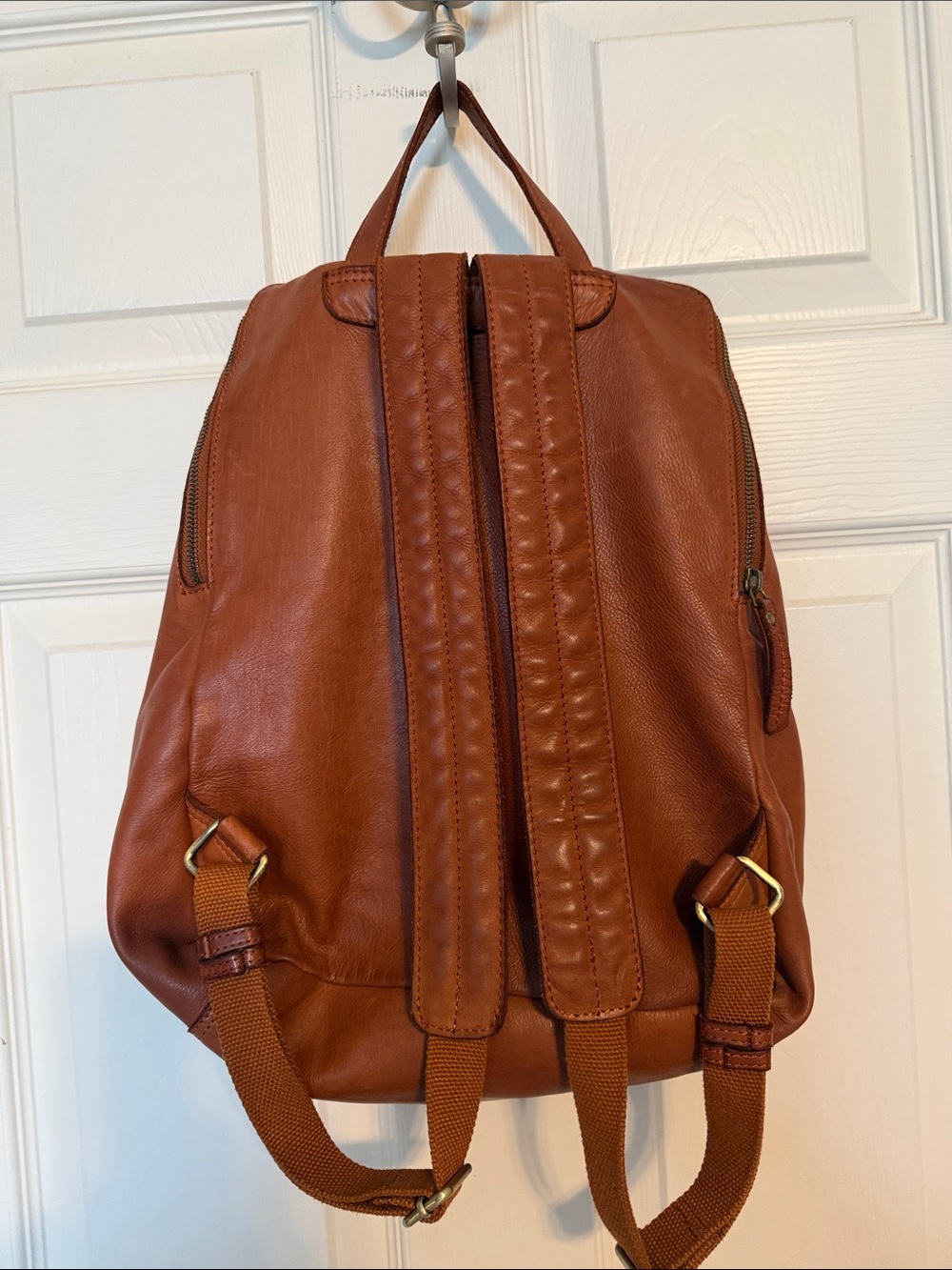 Women's Woven Leather Backpack - Brown - Picture 2 of 5